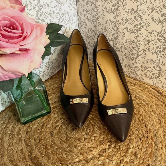 Coach Shoes Coach Zan Leather Pointed Toe Pumps Size 8b Brown W